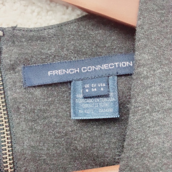 French Connection Gray Long Sleeve Sheath Short Mini Dress 2 XS Extra Small - Picture 7 of 11